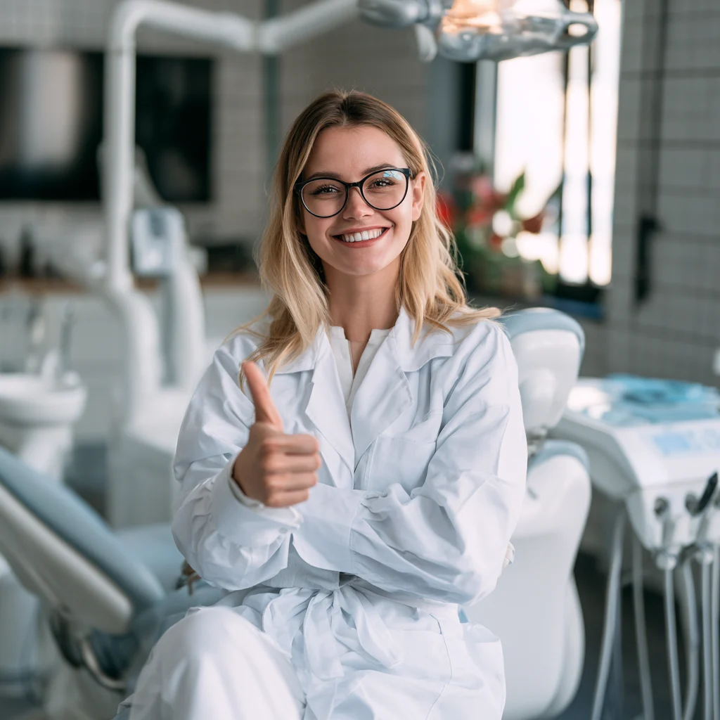 Dentist seated in a modern dental operatory